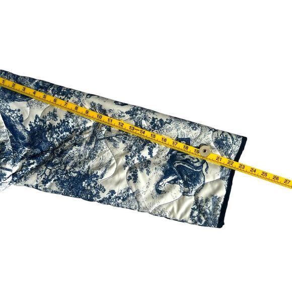 Women's Cropped Floral Quilted Open‎ Front Puffer Jacket White Blue Size Large - Picture 8 of 10